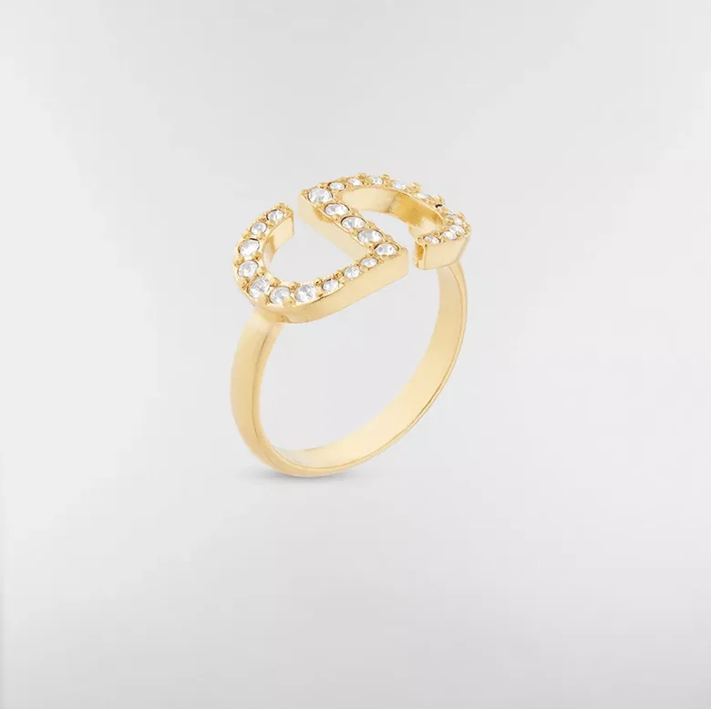 DIOR Dior Petit CD Ring Metal & Crystal GHW